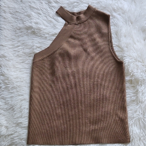 Zara Brown Ribbed Knit Top - Picture 1 of 3